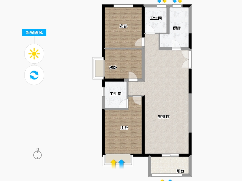 河南省-郑州市-富田九鼎公馆-95.00-户型库-采光通风