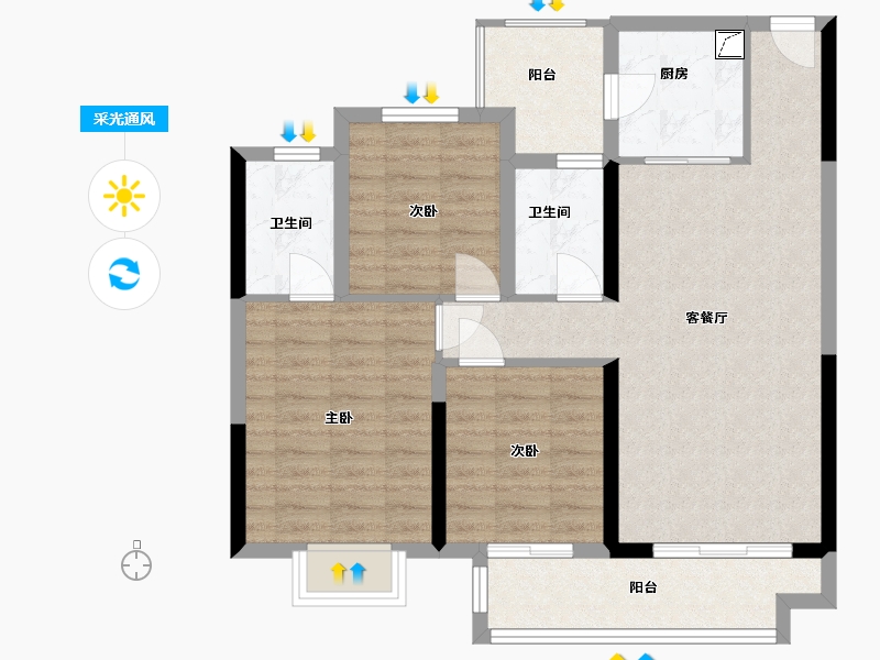 广西壮族自治区-钦州市-中梁·钦州府-87.00-户型库-采光通风