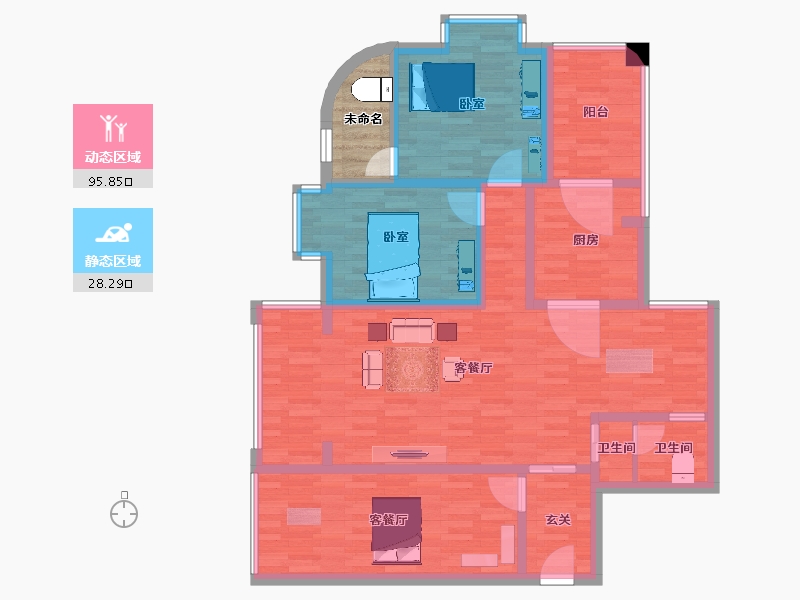 湖南省-娄底市-双峰艺芳锦绣家园-115.21-户型库-动静分区