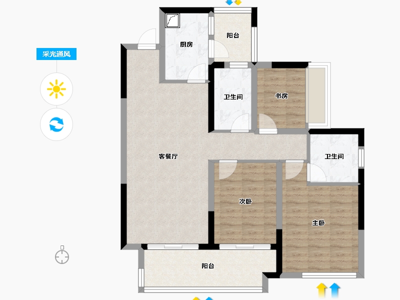 四川省-宜宾市-华润置地公园九里-89.00-户型库-采光通风