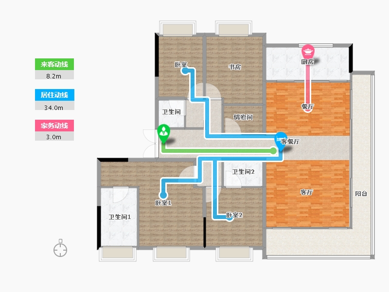 江苏省-南通市-银洲·蝶湖中心悦府-232.08-户型库-动静线