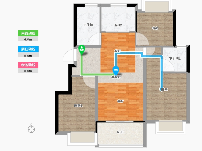 江苏省-南通市-世茂·江海天成-76.37-户型库-动静线