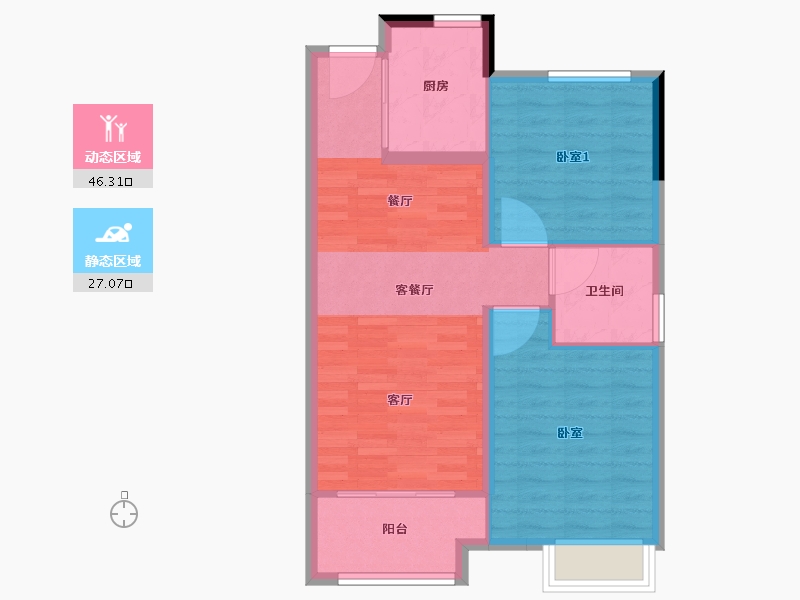 江苏省-南通市-世茂·江海天成-66.30-户型库-动静分区