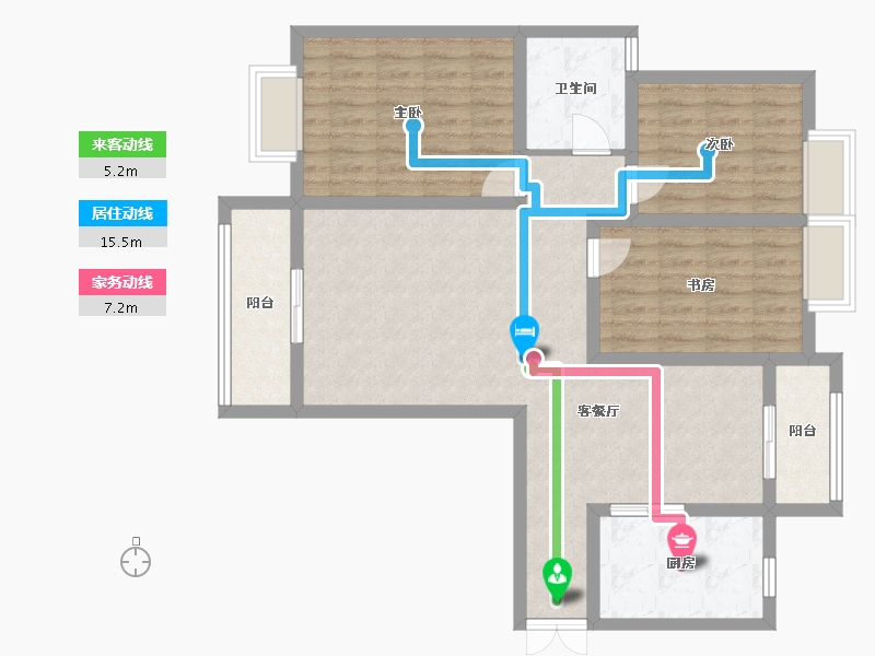 江苏省-无锡市-中邦城市花园-107.00-户型库-动静线