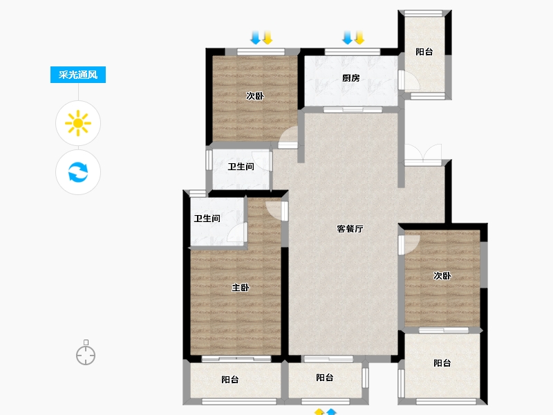 陕西省-渭南市-海兴漫香郡-109.00-户型库-采光通风