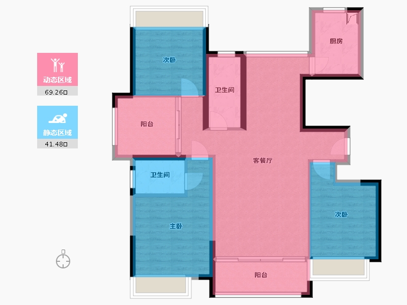 湖南省-常德市-善德龙腾花苑-118.00-户型库-动静分区