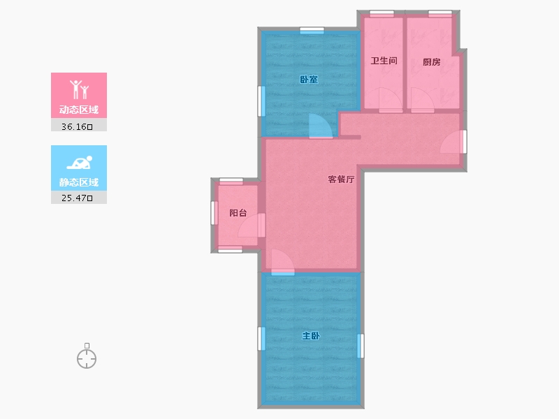 北京-北京市-阜南小区-56.80-户型库-动静分区