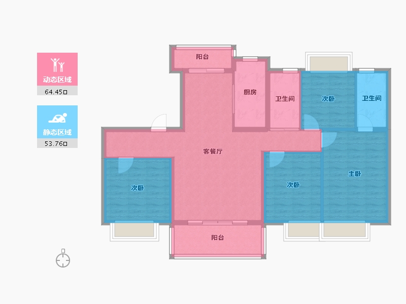 贵州省-遵义市-碧桂园云著名邸-111.66-户型库-动静分区