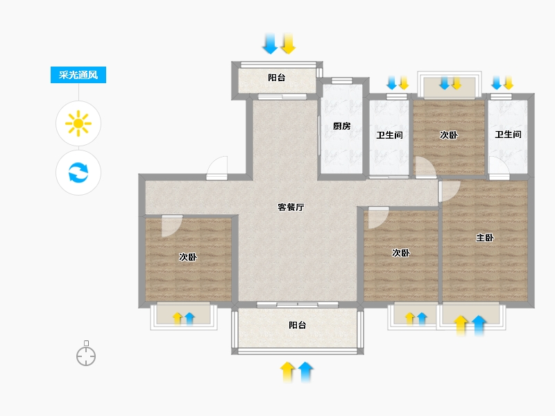 贵州省-遵义市-碧桂园云著名邸-111.66-户型库-采光通风