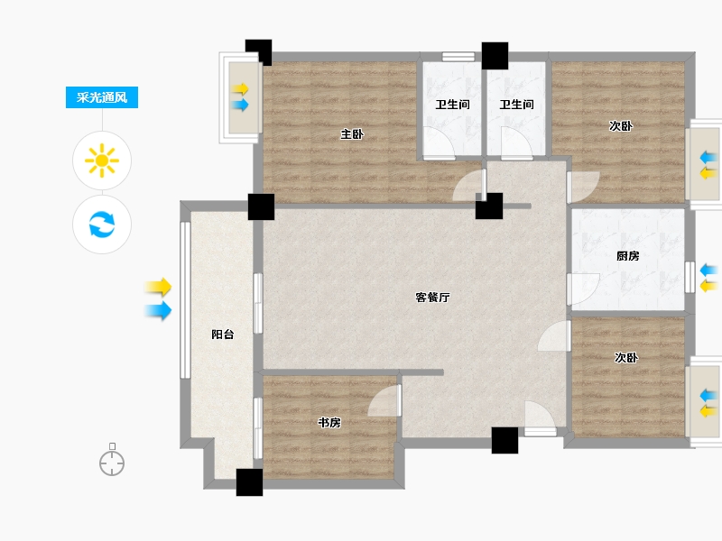 福建省-三明市-福源佳苑-110.00-户型库-采光通风