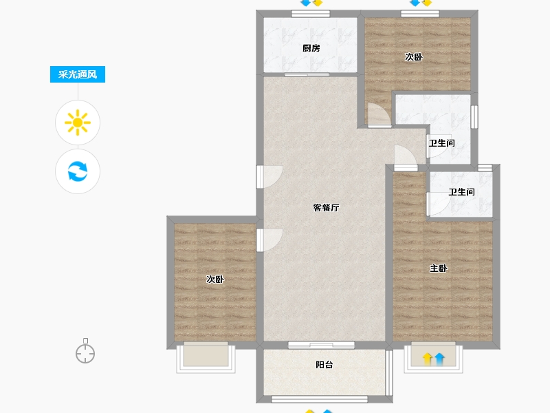 山东省-济宁市-微山县圣都名邸二期-100.00-户型库-采光通风