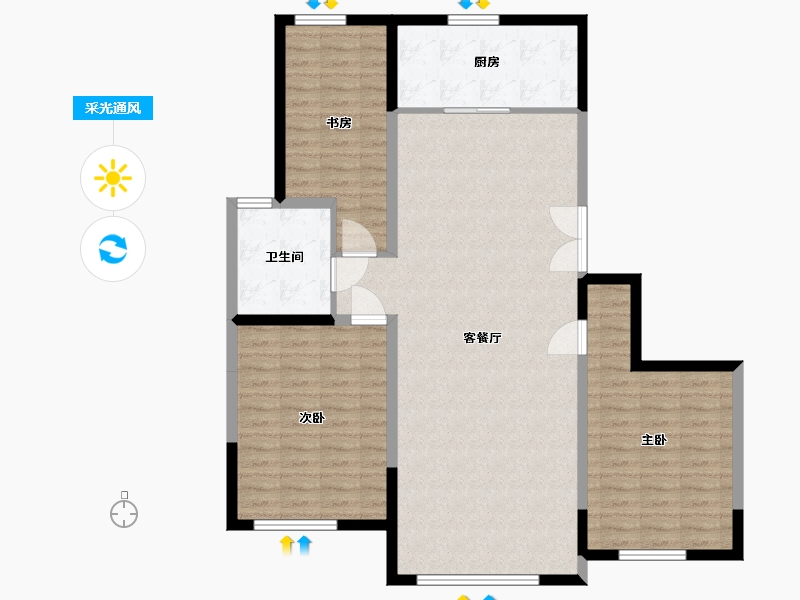 宁夏回族自治区-银川市-丰泽美居-115.00-户型库-采光通风