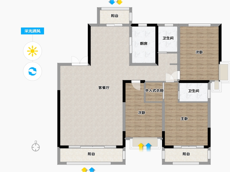 河南省-郑州市-湖心佳苑-158.00-户型库-采光通风