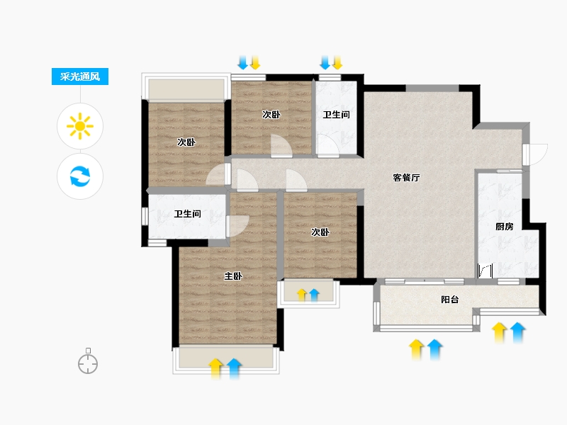 四川省-成都市-招商依云上城-100.00-户型库-采光通风