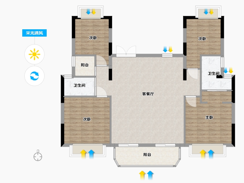 上海-上海市-万科莱茵半岛-119.56-户型库-采光通风