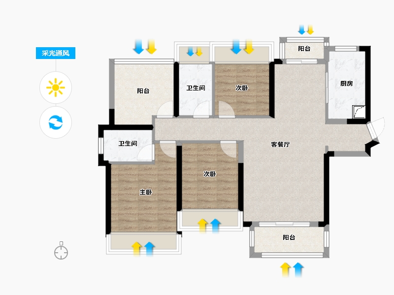 广东省-江门市-汇峰名庭-97.00-户型库-采光通风