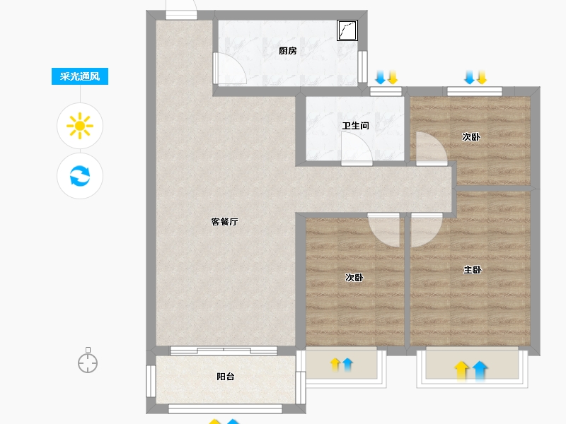 河南省-周口市-恒大名都-73.00-户型库-采光通风