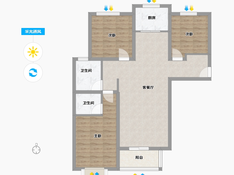 山西省-晋中市-左权芸山府邸-88.50-户型库-采光通风