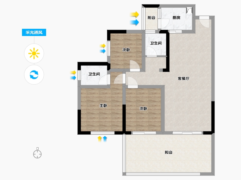 四川省-攀枝花市-浅水湾-85.00-户型库-采光通风