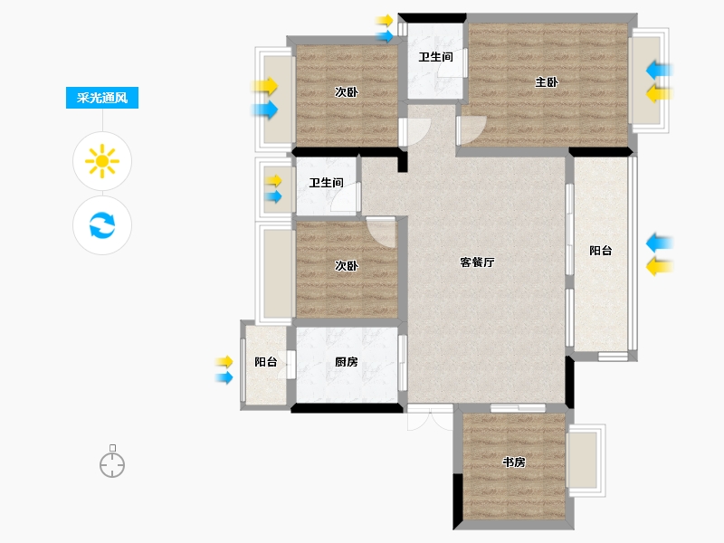 四川省-绵阳市-长虹橡树郡-98.74-户型库-采光通风