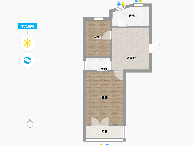 江苏省-苏州市-彩香一村四区-44.90-户型库-采光通风