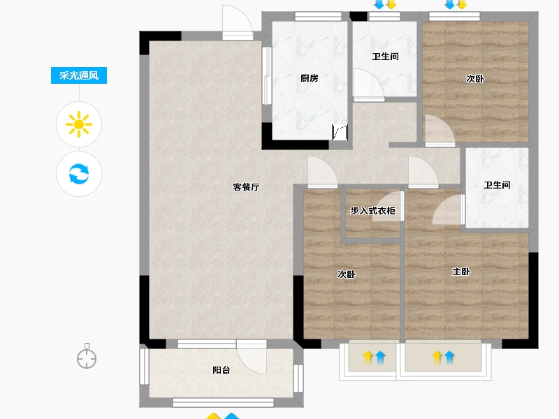 湖北省-随州市-随州曾投璟园-90.00-户型库-采光通风