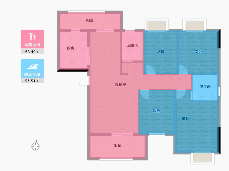 湖北省-黄冈市-凤山生态城-109.00-户型库-动静分区