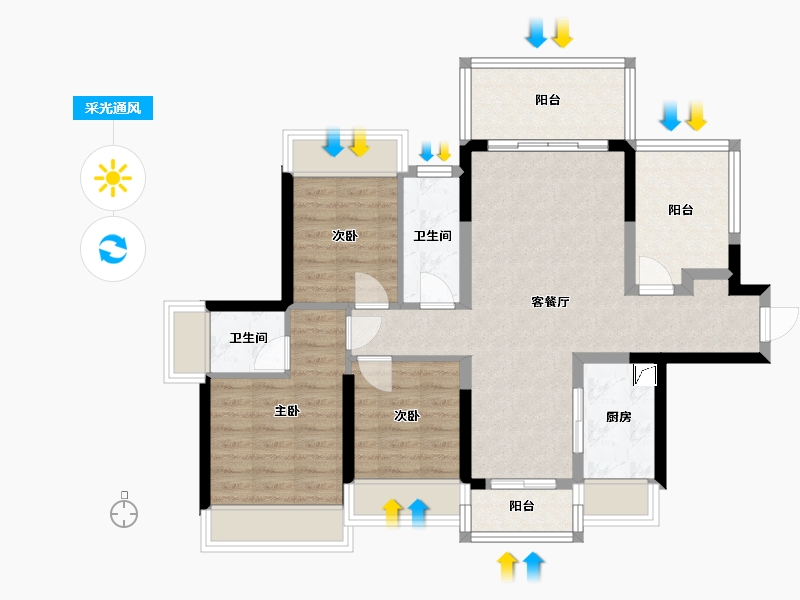 广东省-肇庆市-腾业·悦珑郡-99.00-户型库-采光通风