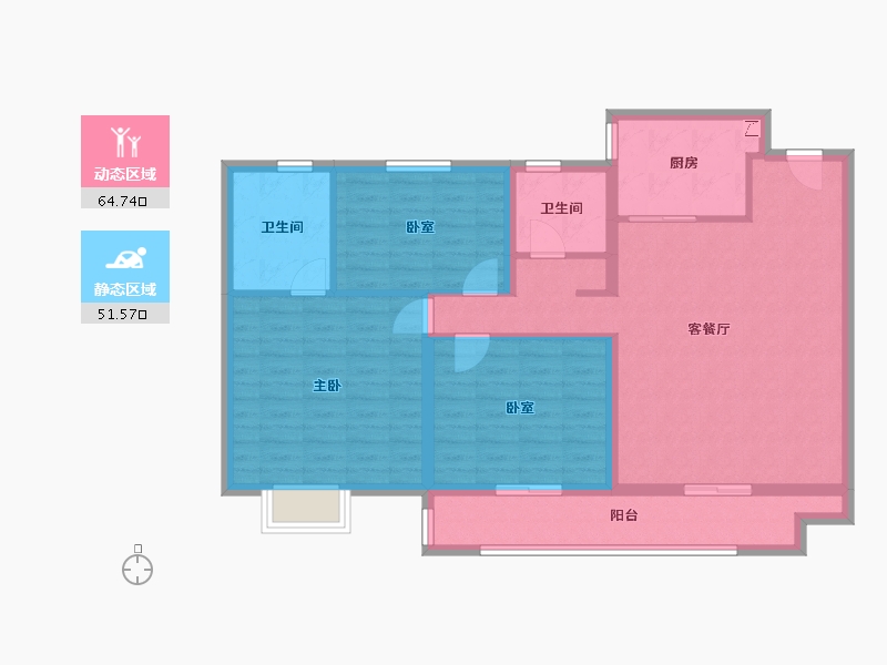 山东省-滨州市-滨州天泰·公园壹号-104.46-户型库-动静分区