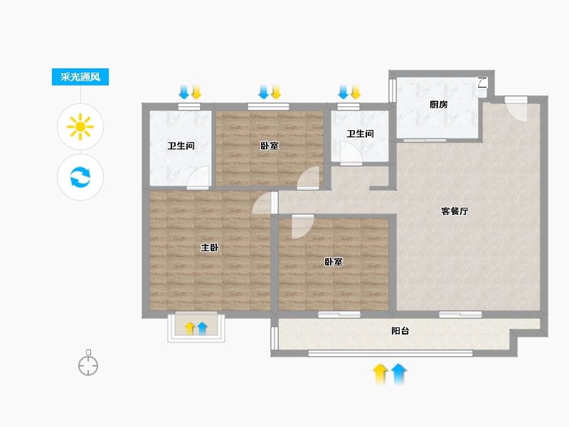 山东省-滨州市-滨州天泰·公园壹号-104.46-户型库-采光通风