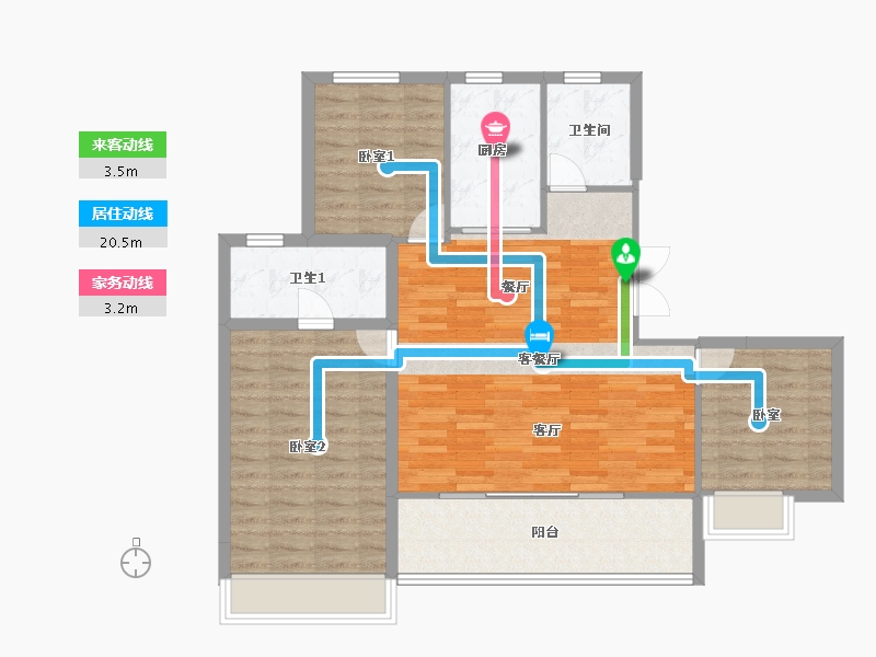 河南省-洛阳市-泽京·铂宸|万达广场-96.80-户型库-动静线