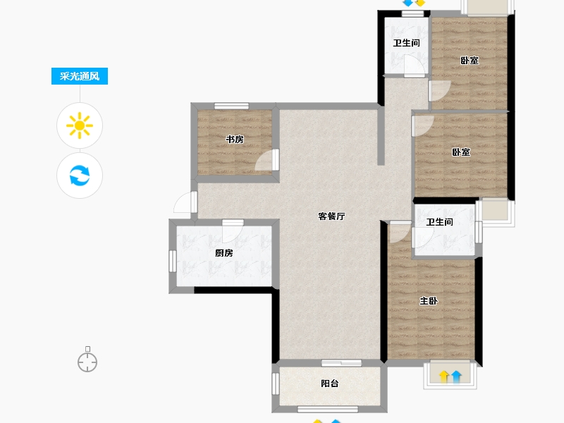 湖北省-黄冈市-麻城时代广场-103.00-户型库-采光通风