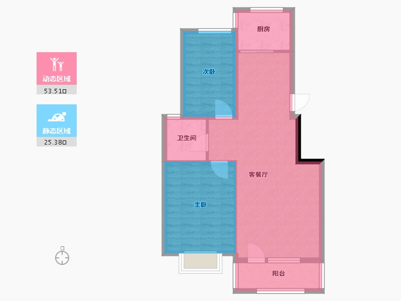 辽宁省-大连市-金港湖畔-71.00-户型库-动静分区