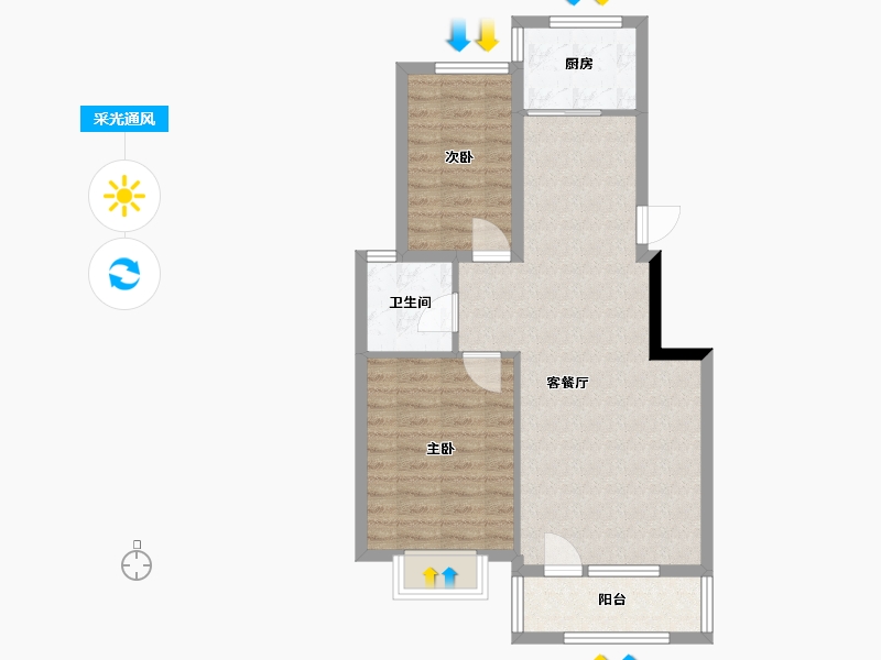 辽宁省-大连市-金港湖畔-71.00-户型库-采光通风