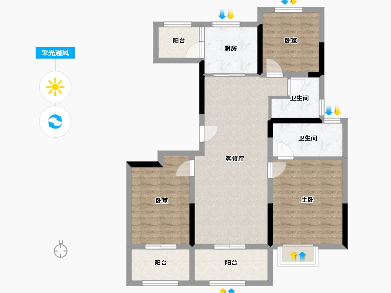 江苏省-南通市-仁恒公园世纪-32.00-户型库-采光通风