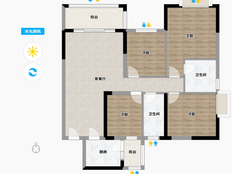 广西壮族自治区-玉林市-蓝景中天-116.00-户型库-采光通风