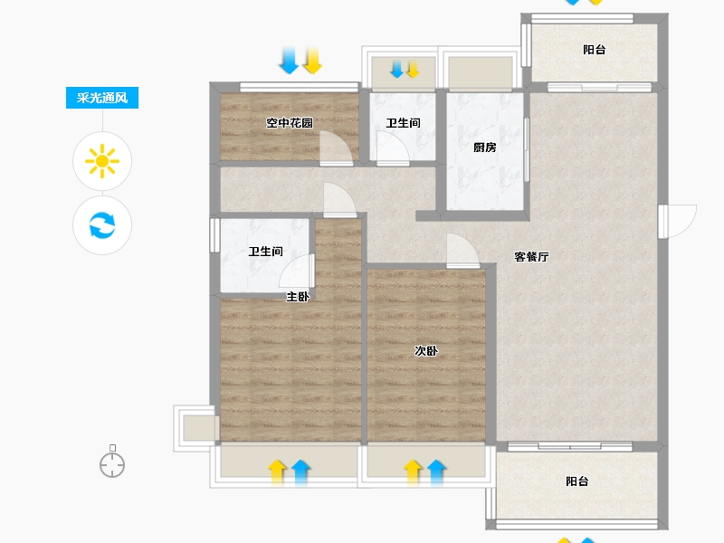 广东省-江门市-新仕界花园-99.00-户型库-采光通风