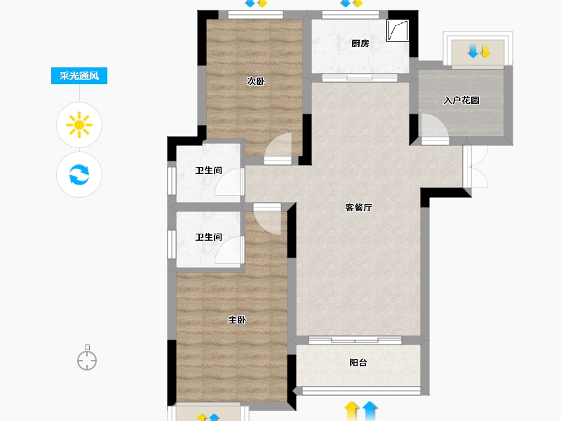 湖南省-长沙市-上园小区-80.00-户型库-采光通风