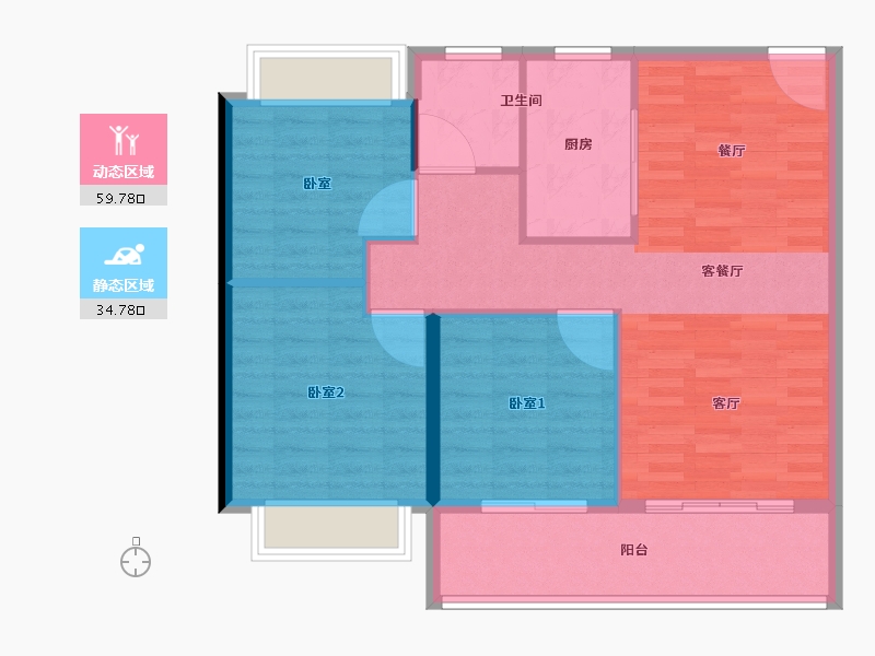 江苏省-南通市-吕四鹤城首府-86.40-户型库-动静分区