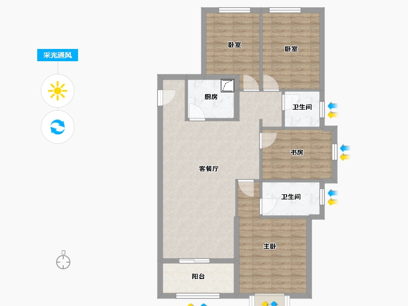 福建省-漳州市-龙江新苑-130.00-户型库-采光通风