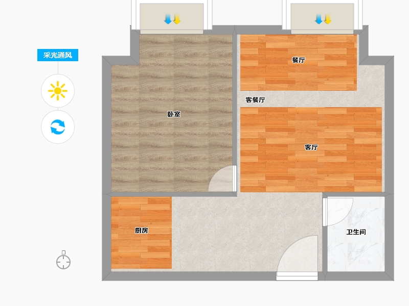 江苏省-南通市-绿地·茁寓-48.00-户型库-采光通风