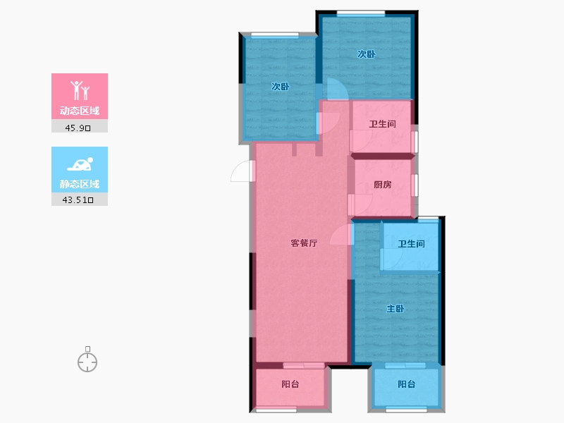 河南省-郑州市-大正·鲲园·水晶森林-85.00-户型库-动静分区