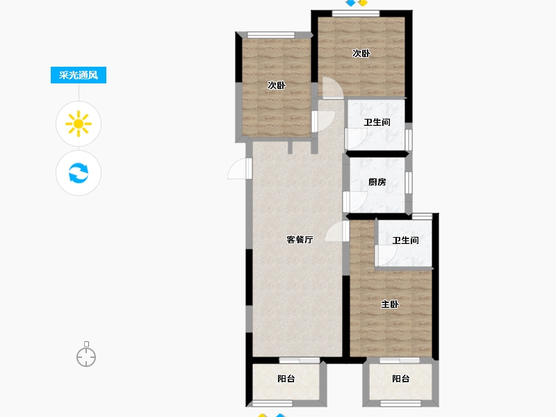 河南省-郑州市-大正·鲲园·水晶森林-85.00-户型库-采光通风