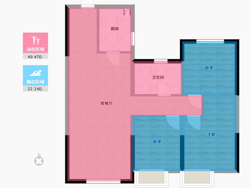 黑龙江省-哈尔滨市-深哈中心松江序-83.00-户型库-动静分区