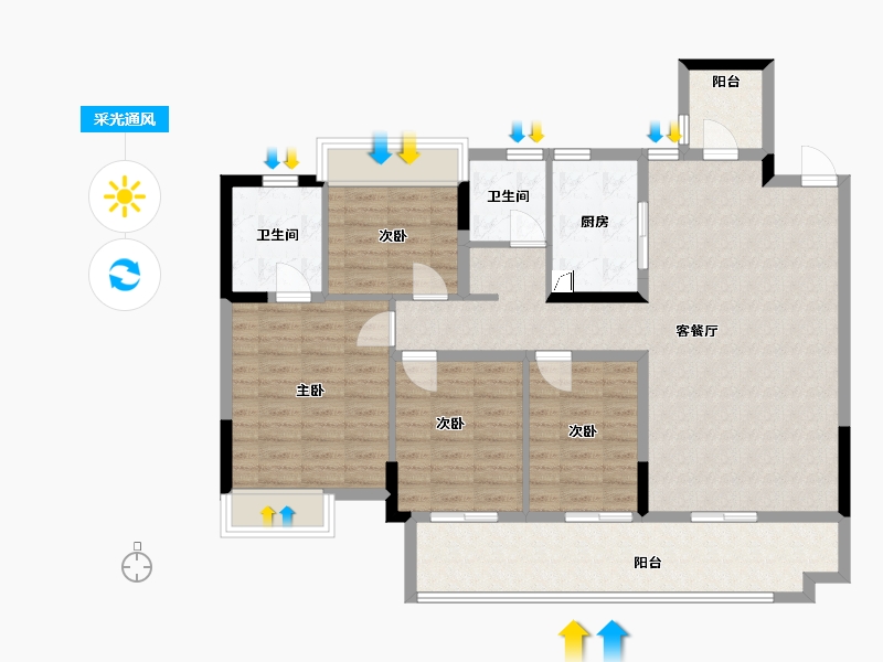 四川省-遂宁市-正黄翡翠湾-115.00-户型库-采光通风