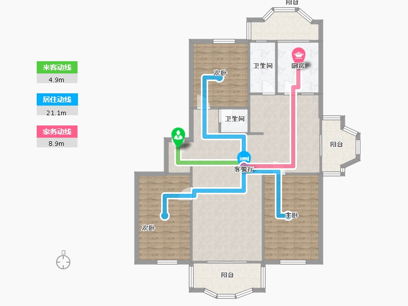 辽宁省-沈阳市-富城花园-127.00-户型库-动静线