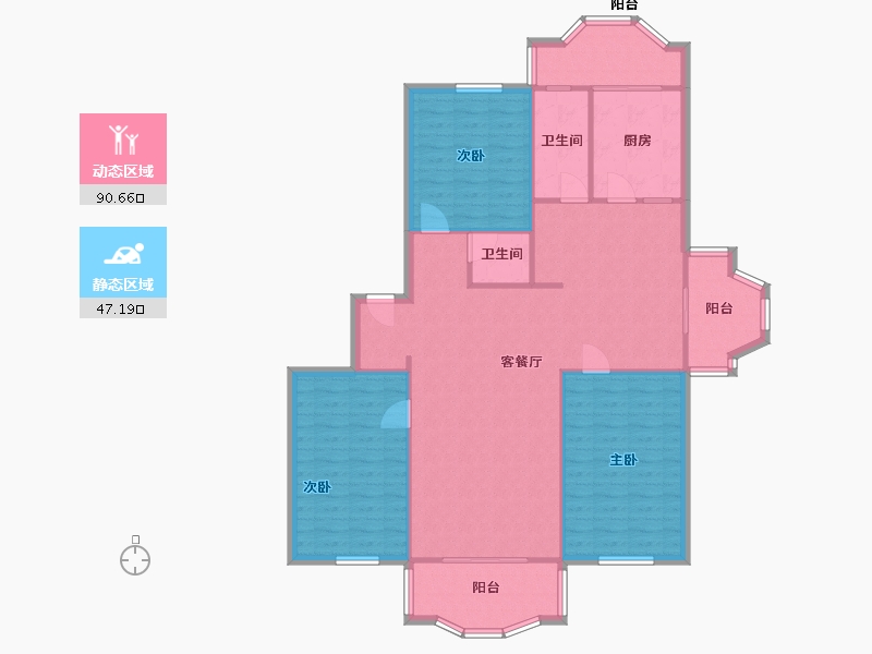 辽宁省-沈阳市-富城花园-127.00-户型库-动静分区