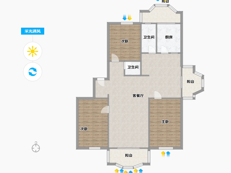 辽宁省-沈阳市-富城花园-127.00-户型库-采光通风