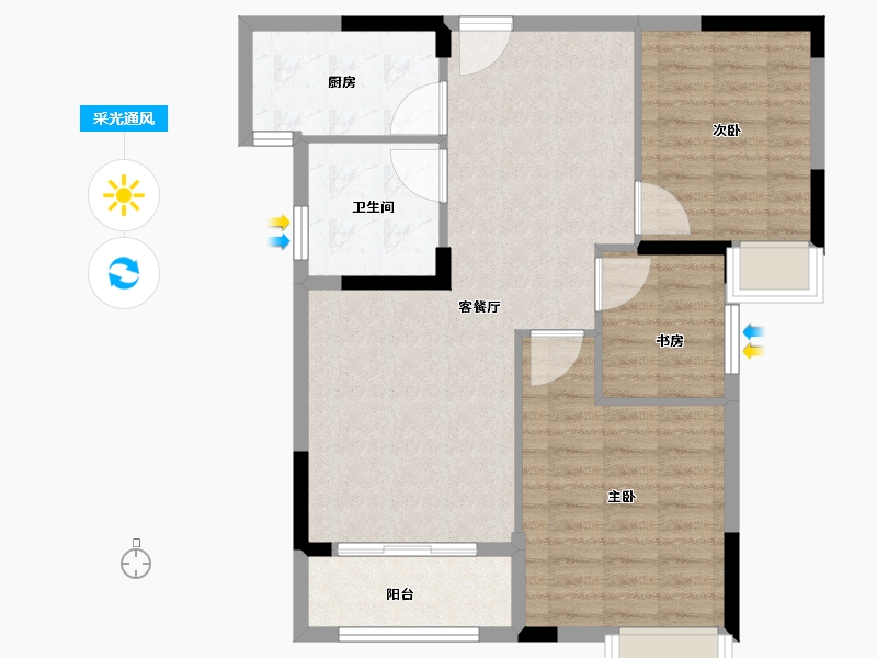 湖北省-武汉市-新港湾小区-80.00-户型库-采光通风