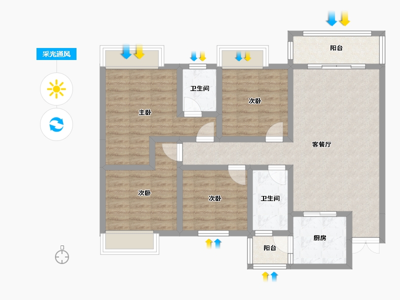 贵州省-毕节市-生态丽景3期-108.00-户型库-采光通风